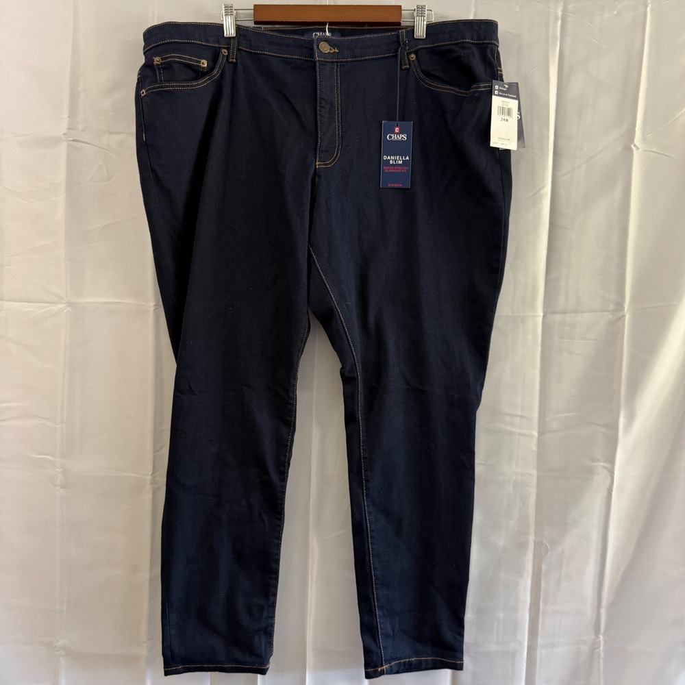 Chaps Daniella Slim Leg Jeans Womens 24W Dark Rinse Super Stretch‎ Slimming New